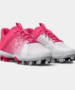 Under Armour Leadoff Low RM Jr. Youth Molded Cleat - Pink/White