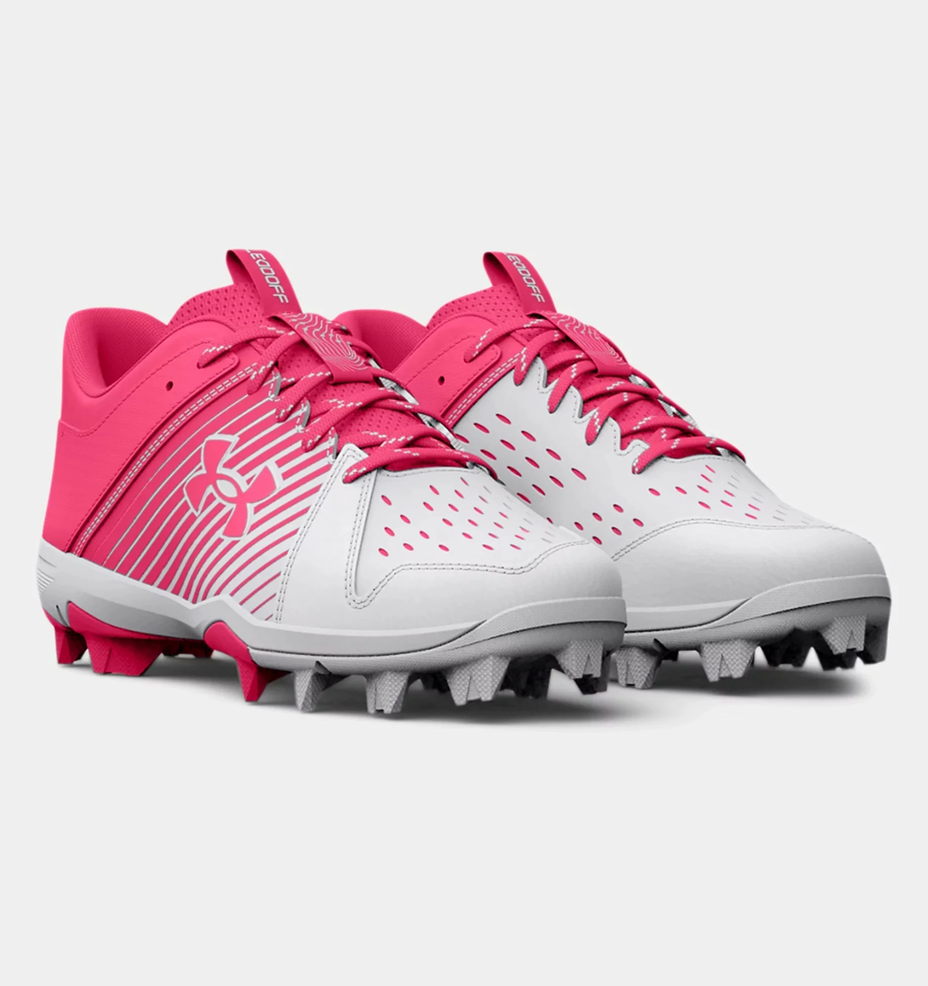 Under Armour Leadoff Low RM Jr. Youth Molded Cleat - Pink/White 1 Under Armour Leadoff Low RM Jr. Youth Molded Cleat - Pink/White