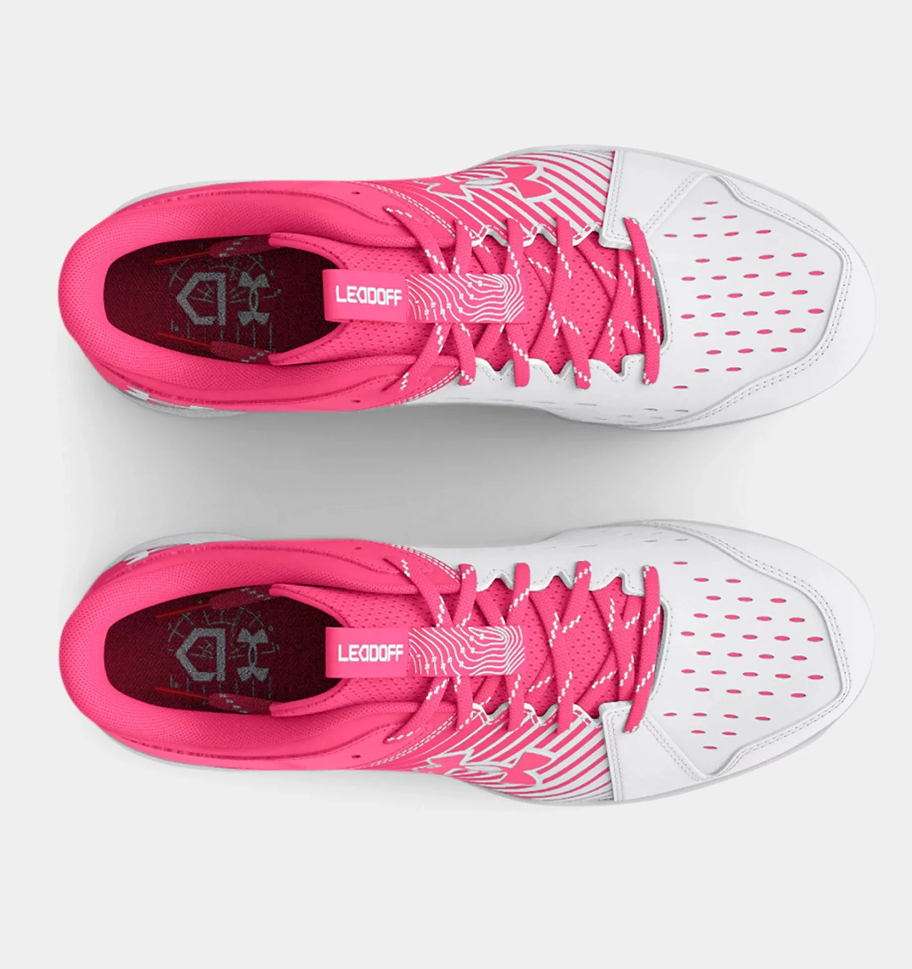 Under Armour Leadoff Low RM Jr. Youth Molded Cleat - Pink/White 3 Under Armour Leadoff Low RM Jr. Youth Molded Cleat - Pink/White - Image 3