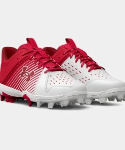 Under Armour Leadoff Low RM Jr. Youth Molded Cleat - Red/White