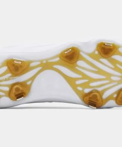 Under Armour Glyde MT Womens Metal Softball Cleat - White/Gold 5 Under Armour Glyde MT Womens Metal Softball Cleat - White/Gold -Gloves Sales Store GlydeWGBottom