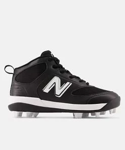 New Balance Youth 3000 V6 Molded Cleat - Black W/ White