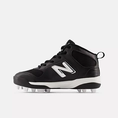 New Balance Youth 3000 V6 Molded Cleat - Black W/ White 2 New Balance Youth 3000 V6 Molded Cleat - Black W/ White - Image 2