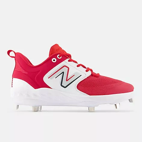 New Balance Fresh Foam X 3000 V6 Metal Cleat - Red/White 3 New Balance Fresh Foam X 3000 V6 Metal Cleat - Red/White - Image 3